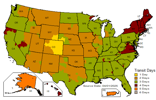 UPS Ground Shipping Map
